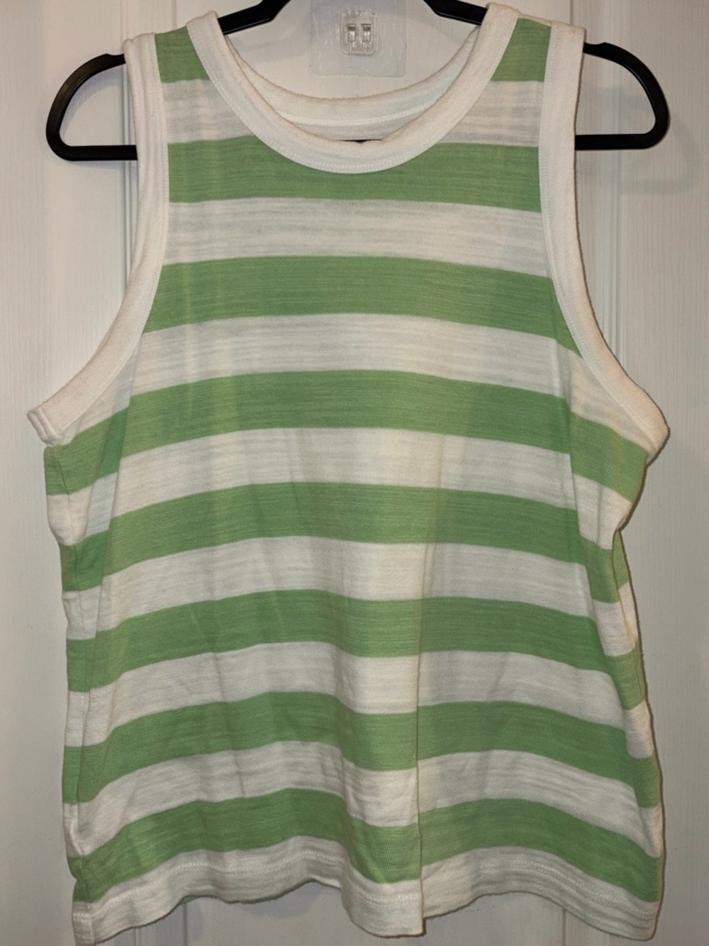 Loft Striped Green and White Sleeveless Tank Top